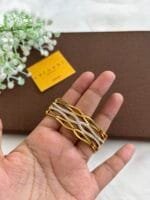 Stainless steel Beautiful broad design Golden Open bangle✨1553