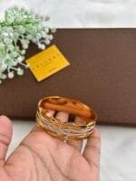 Stainless steel Beautiful broad design Golden Open bangle✨1553 - Image 4