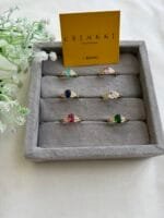 Stainless steel Beautiful Adjustable size butterfly and oval stone design Golden Rings✨1547