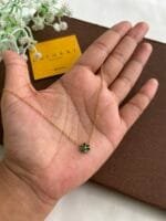 Stainless steel Beautiful flower design Green stone Necklace❣️1557 - Image 2