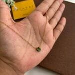 Stainless steel Beautiful flower design Green stone Necklace❣️1557