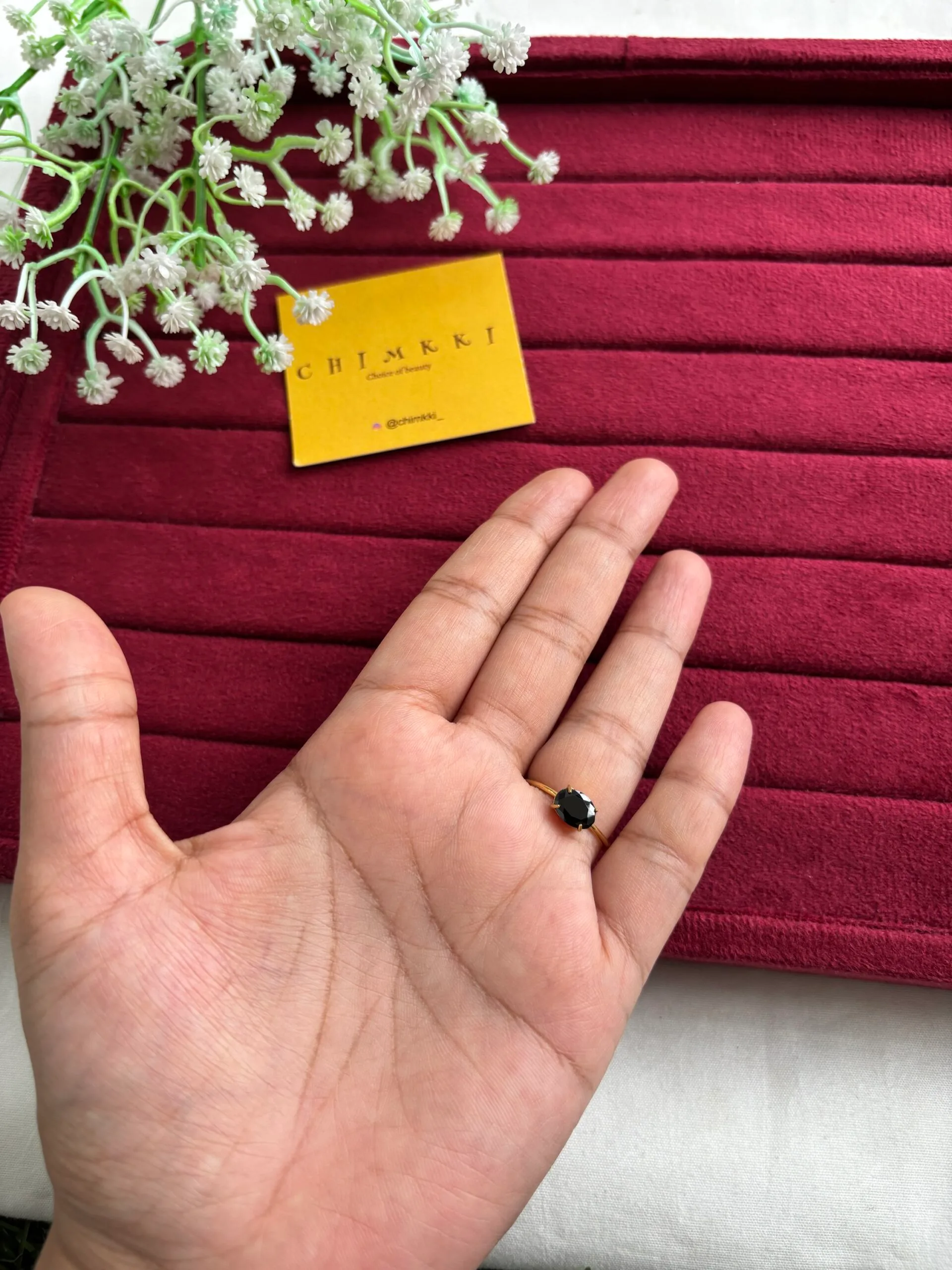 Beautiful black oval stone adjustable imported ring 🌸 1608 - Image 1