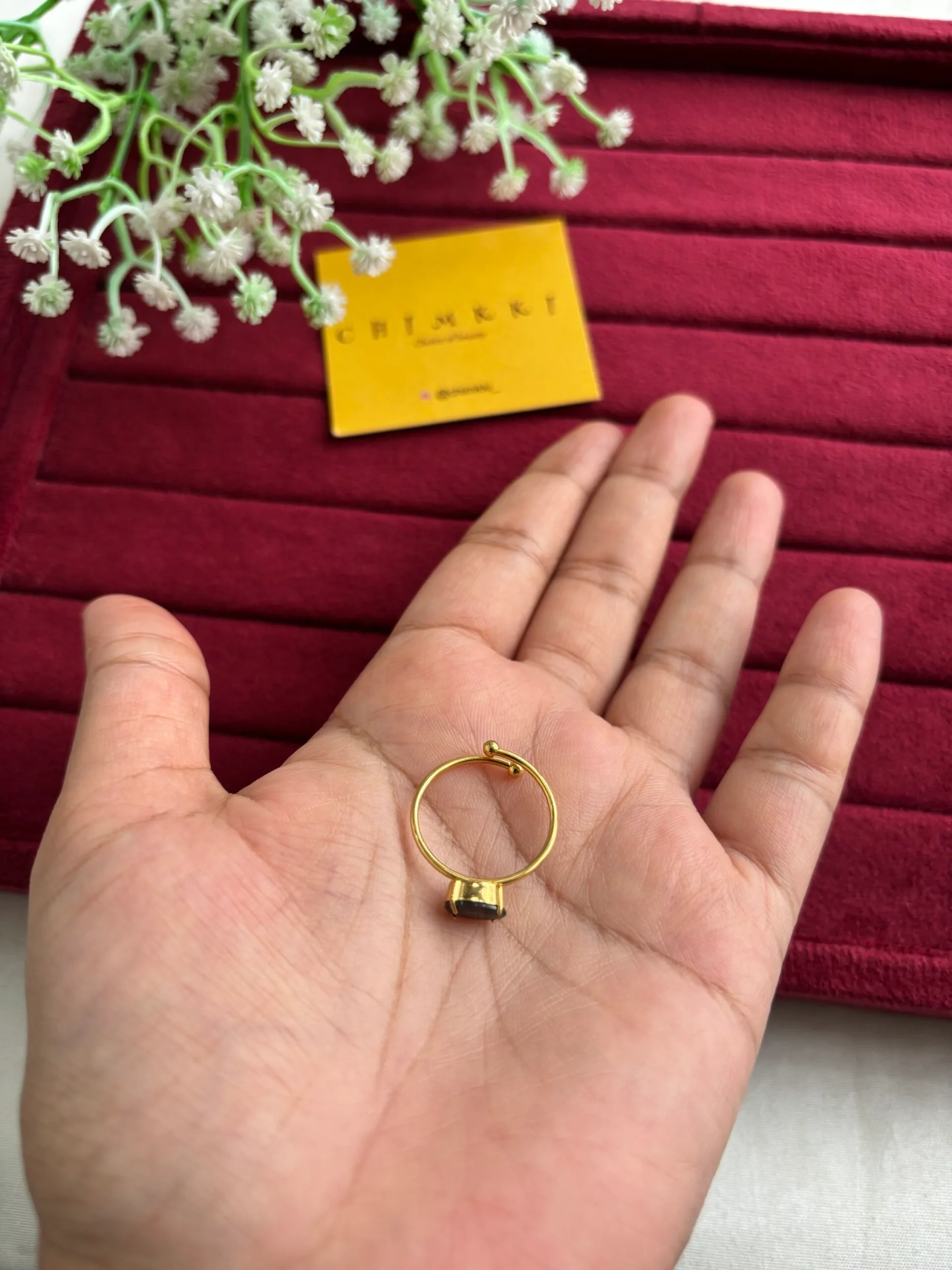Beautiful black oval stone adjustable imported ring 🌸 1608 - Image 2