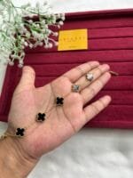 Stainless steel Beautiful black clover design bracelet