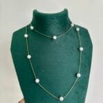 pearl Golden long Necklace can be wear as double layer also