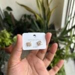 Beautiful Stone and Pearl Square Stud Earrings 🌸 1763