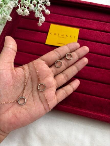Beautiful circle design Rosegold combo set🌸