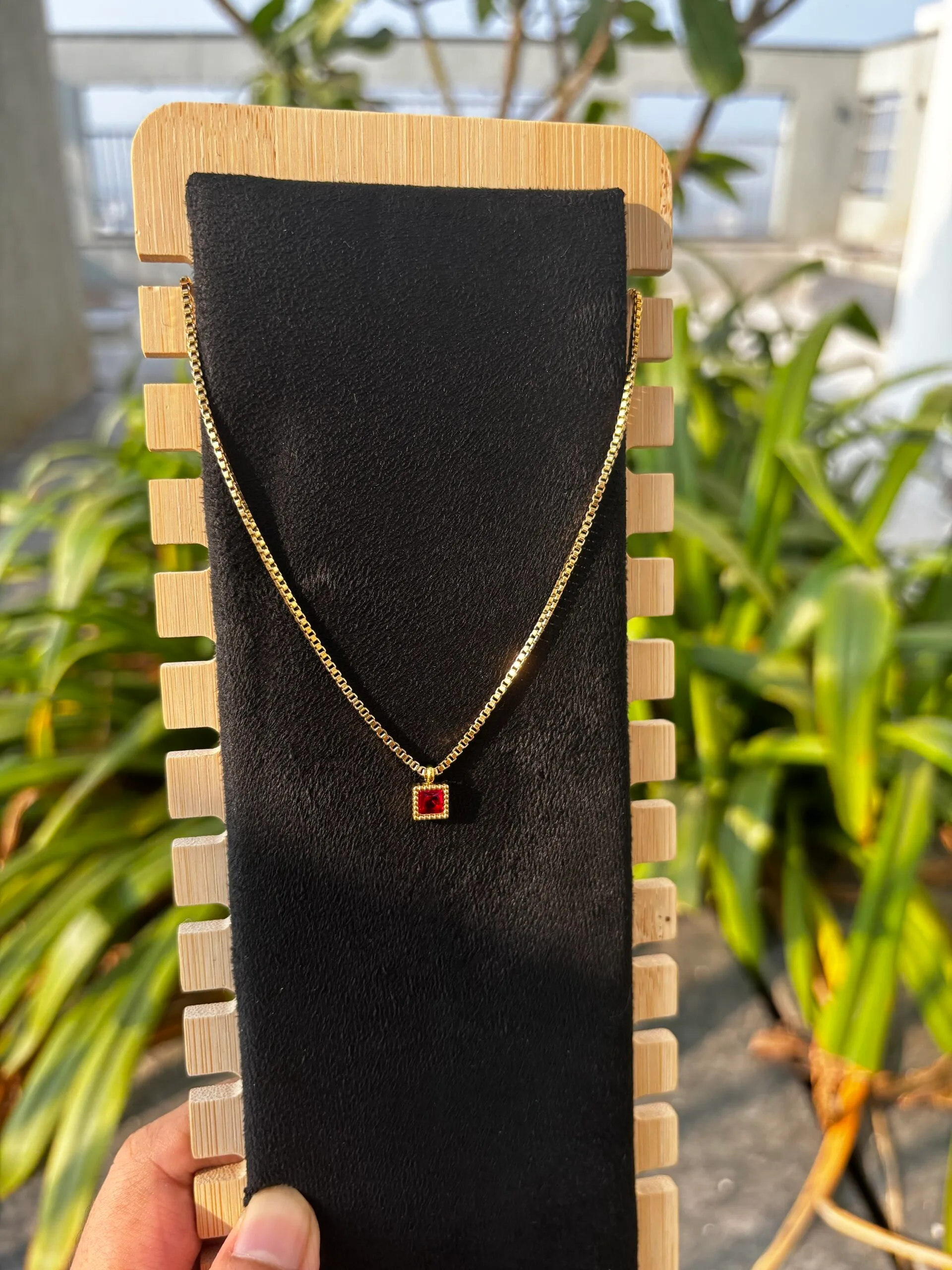 Beautiful square design Red stone Necklace❤️ - Image 3