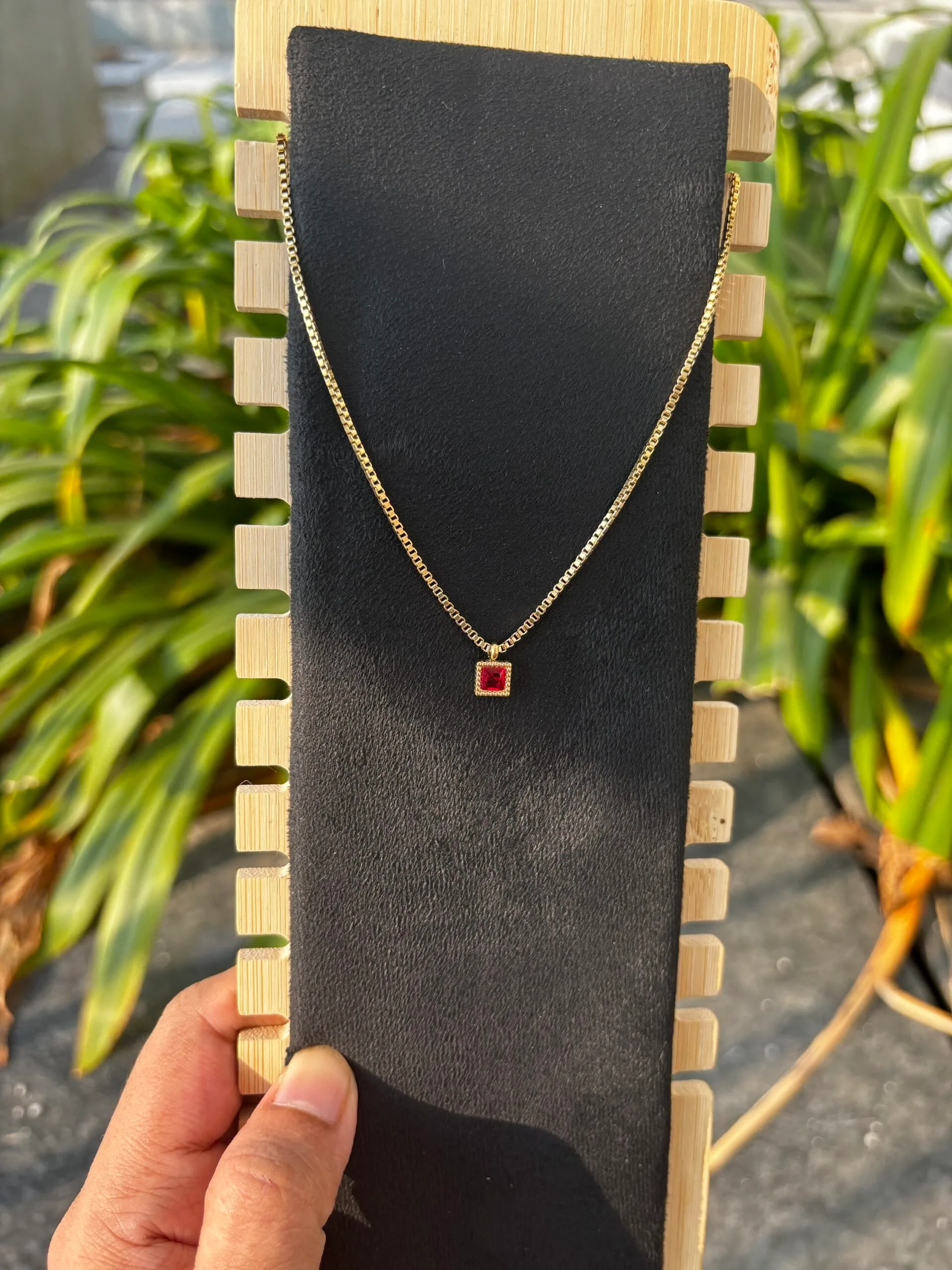 Beautiful square design Red stone Necklace❤️ - Image 2
