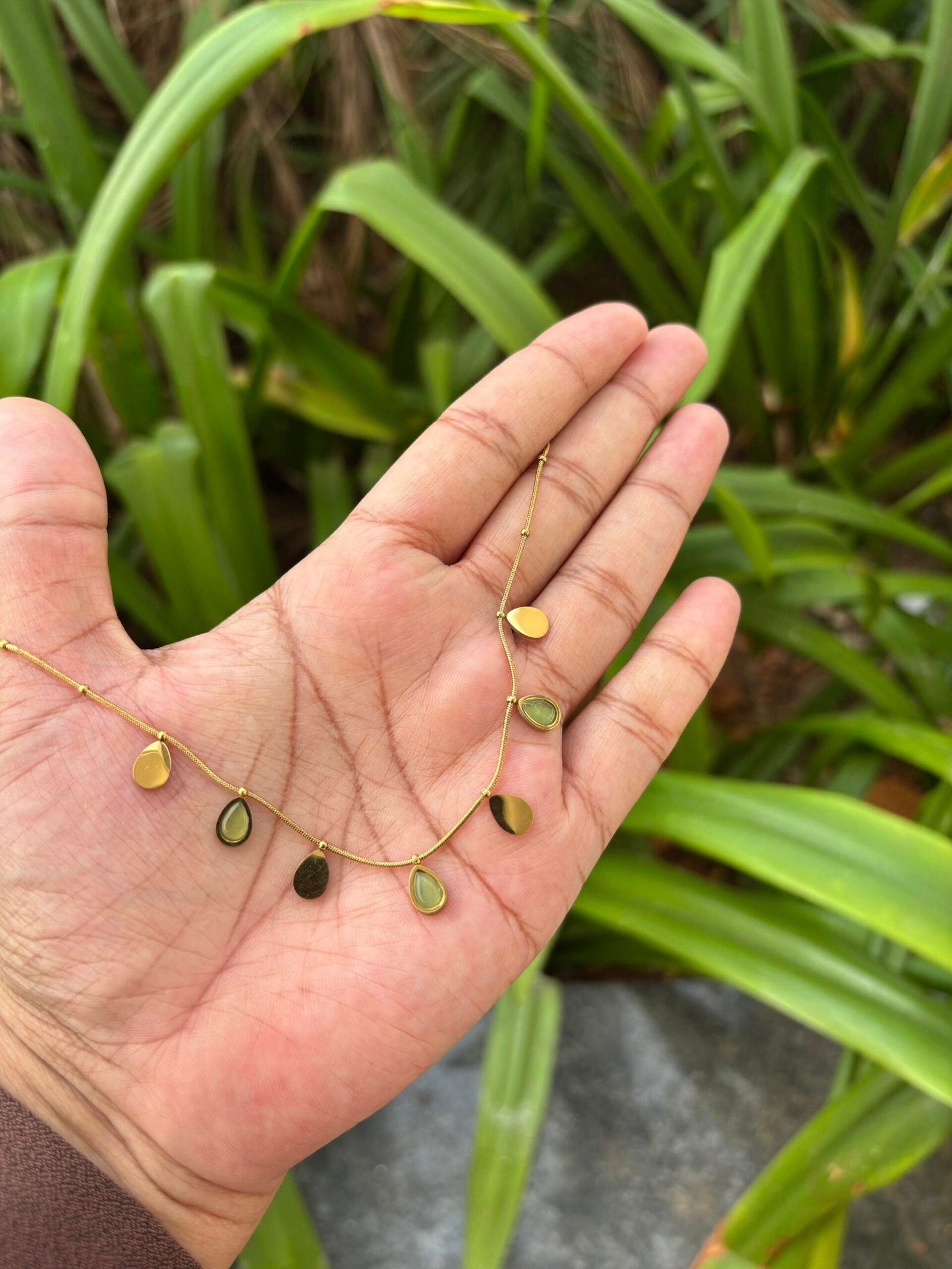 img_5353-3 Beautiful Green stone charm Golden Necklace✨ - Image 1