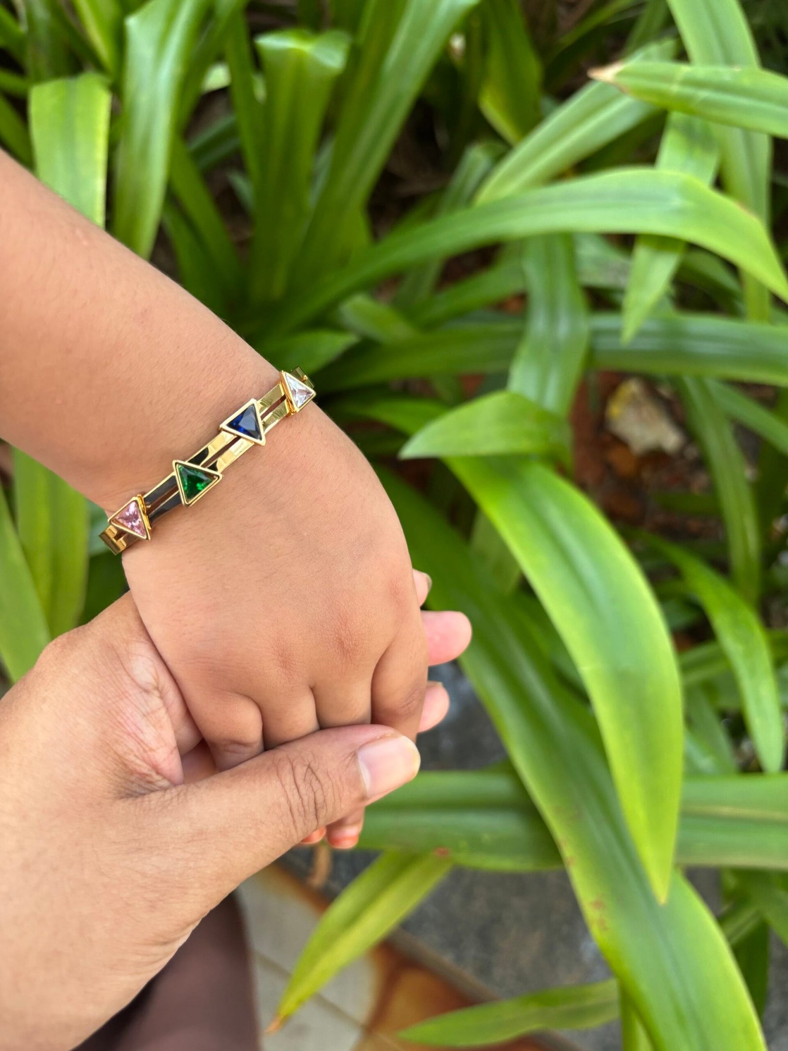 img_5422 Beautiful multicolour triangle design baby bangle✨Diameter 5,5.5cm suits 2,2.2 bangle size - Image 1