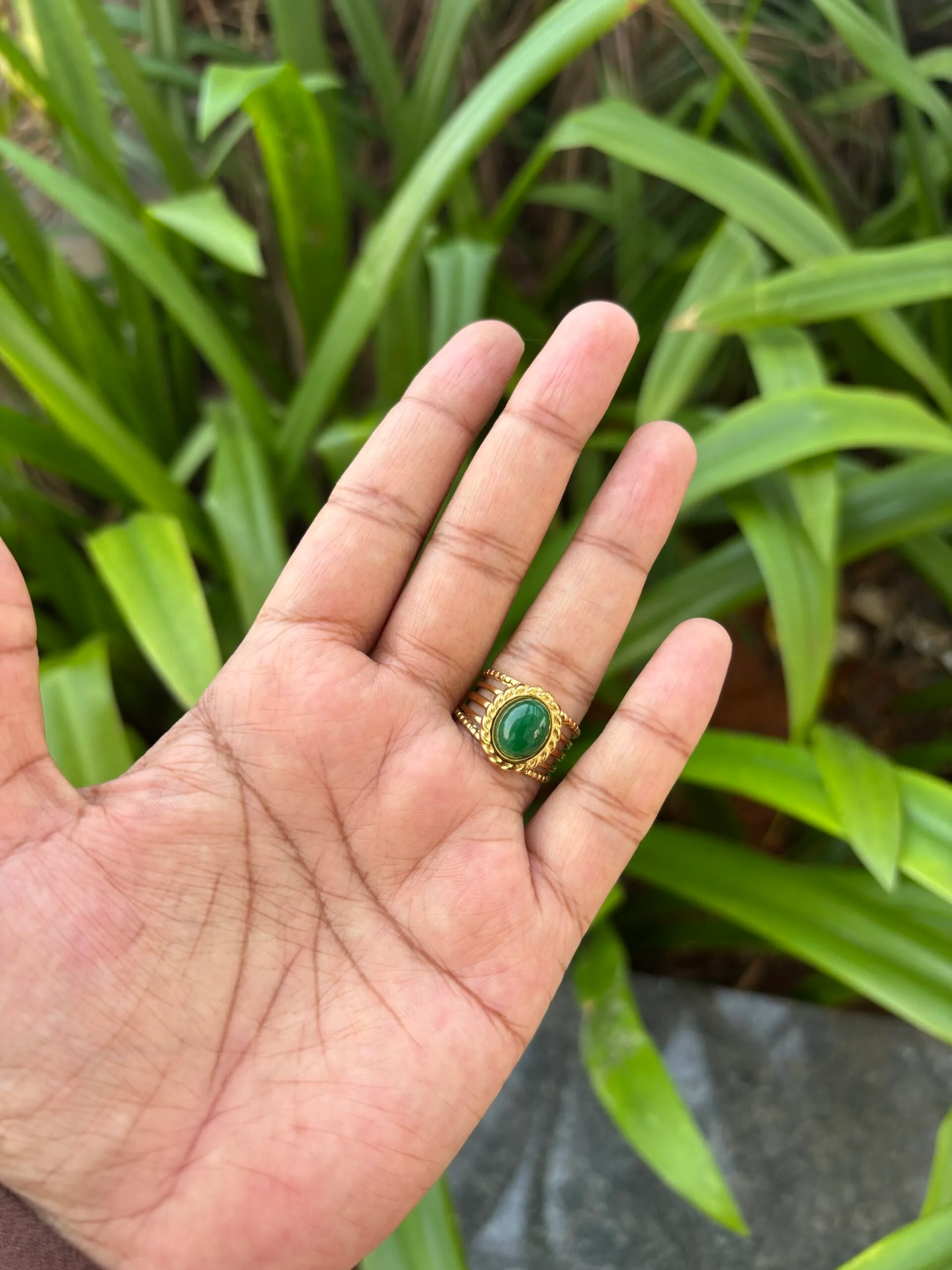img_5552 Beautiful Green Stone Adjustable Ring 🌸 1857 - Image 1
