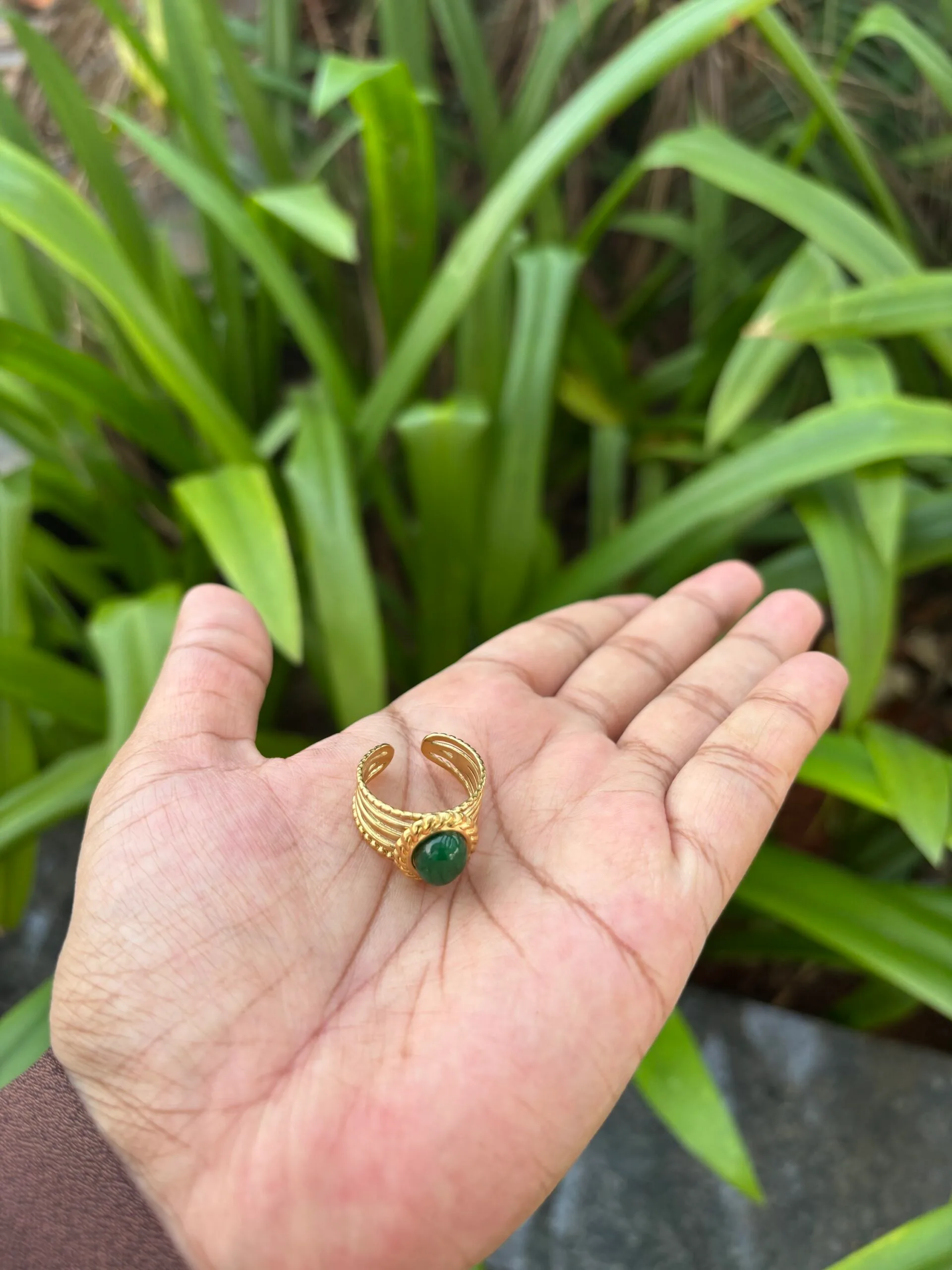Beautiful Green Stone Adjustable Ring 🌸 1857 - Image 4