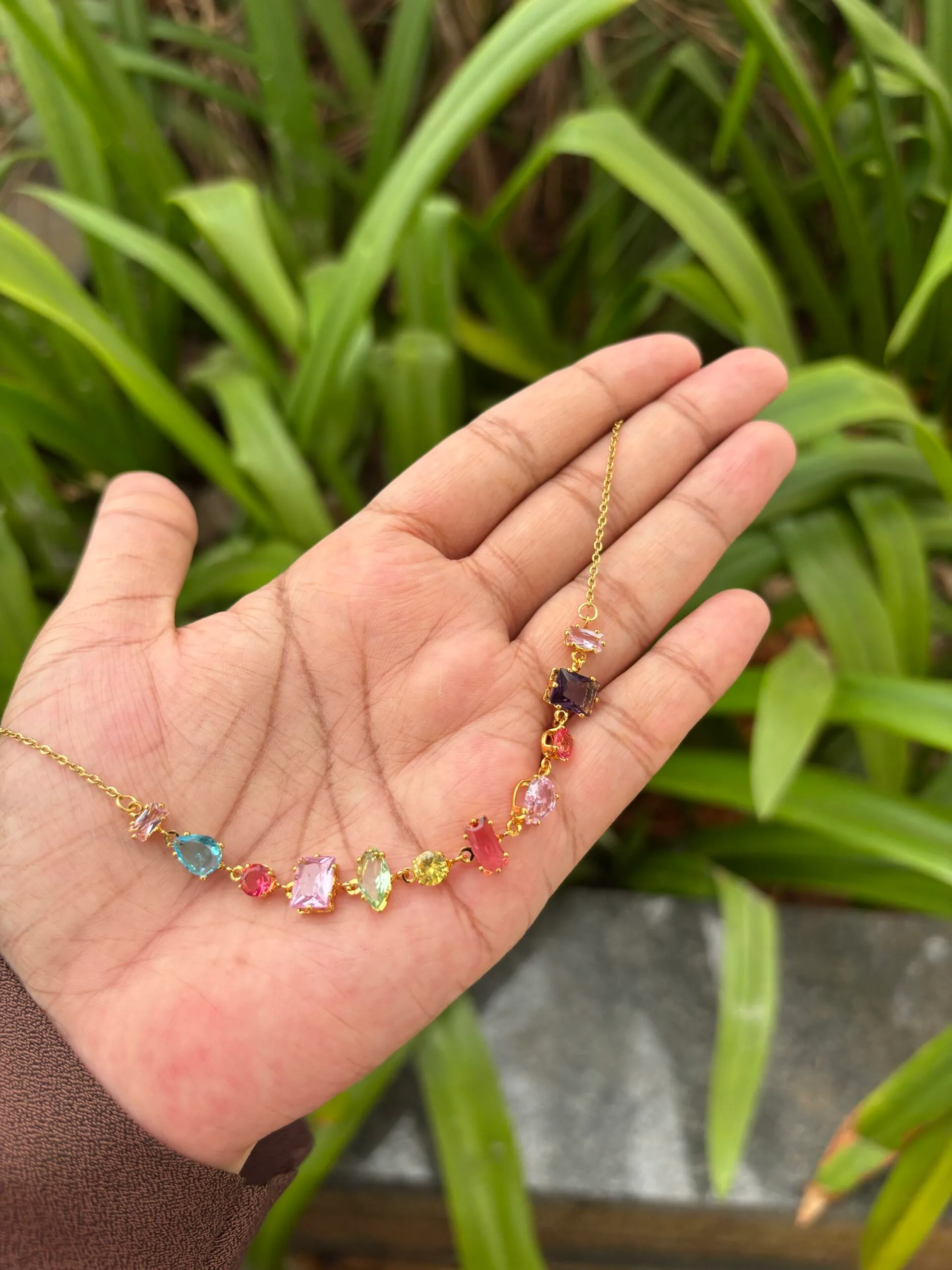 img_5290-3 Beautiful Multicolour Golden Necklace 🌸 1895 - Image 1