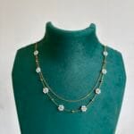 Beautiful double layer white flower design Golden Necklace 😍