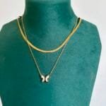 Beautiful Double Layer butterfly design 18kt Golden Necklace😍1938