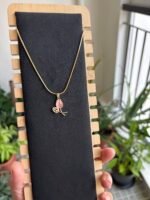 Beautiful peach color tulip flower design Golden Necklace😍👌1980 - Image 2
