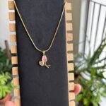 Beautiful peach color tulip flower design Golden Necklace😍👌1980