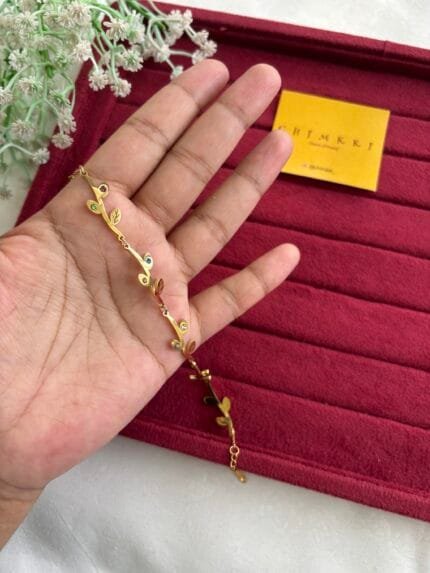 Beautiful Leaf design multicolour Golden bracelet ♥️