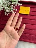 Beautiful Red circle Ad stone Adjustable Ring✨
