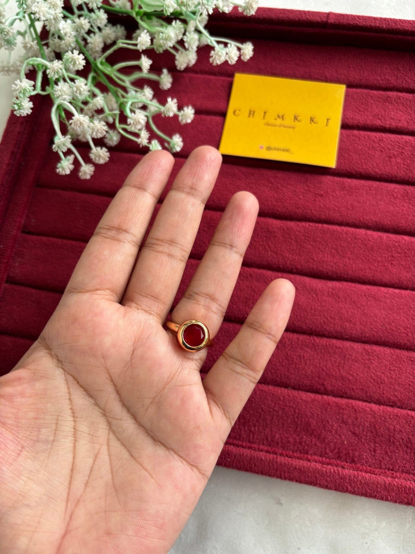 img_9712 Beautiful Red circle Ad stone Adjustable Ring✨ - Image 1