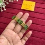 Beautiful Green stone Golden Open bangle