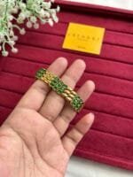 Beautiful Green stone Golden Open bangle