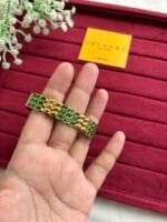 Beautiful Green stone Golden Open bangle - Image 3