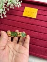 Beautiful Green stone Golden Open bangle - Image 4