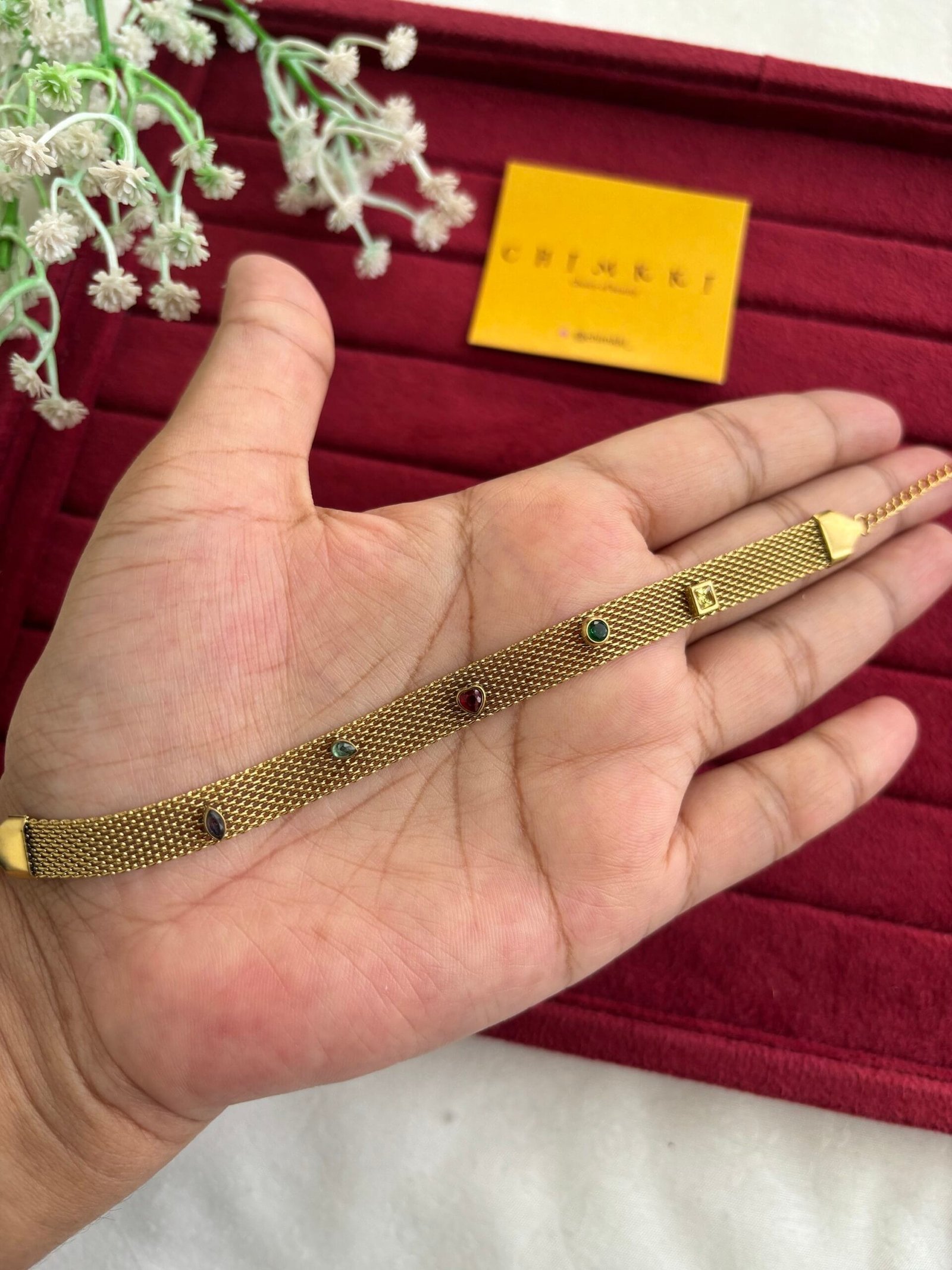img_9409-2 Beautiful multicolour stone statement Golden bracelet😍 - Image 1
