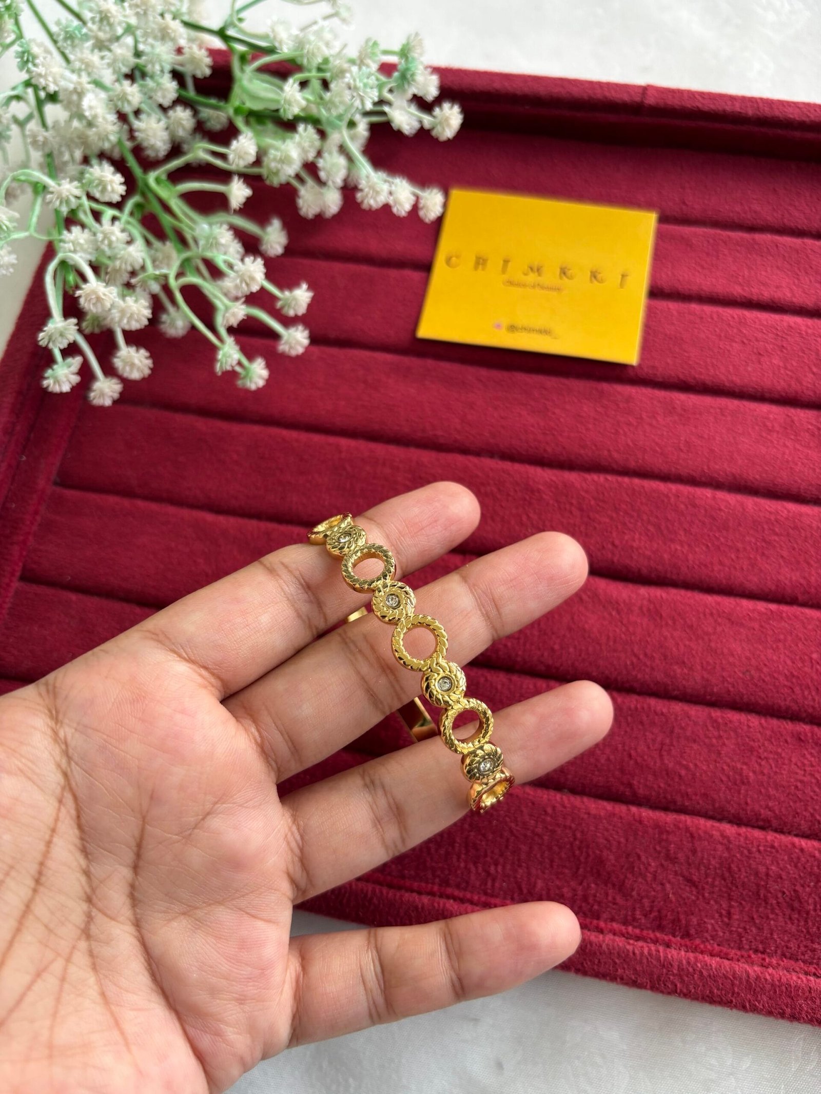 img_9765 Beautiful circle design Golden Open Bangle♥️ - Image 1