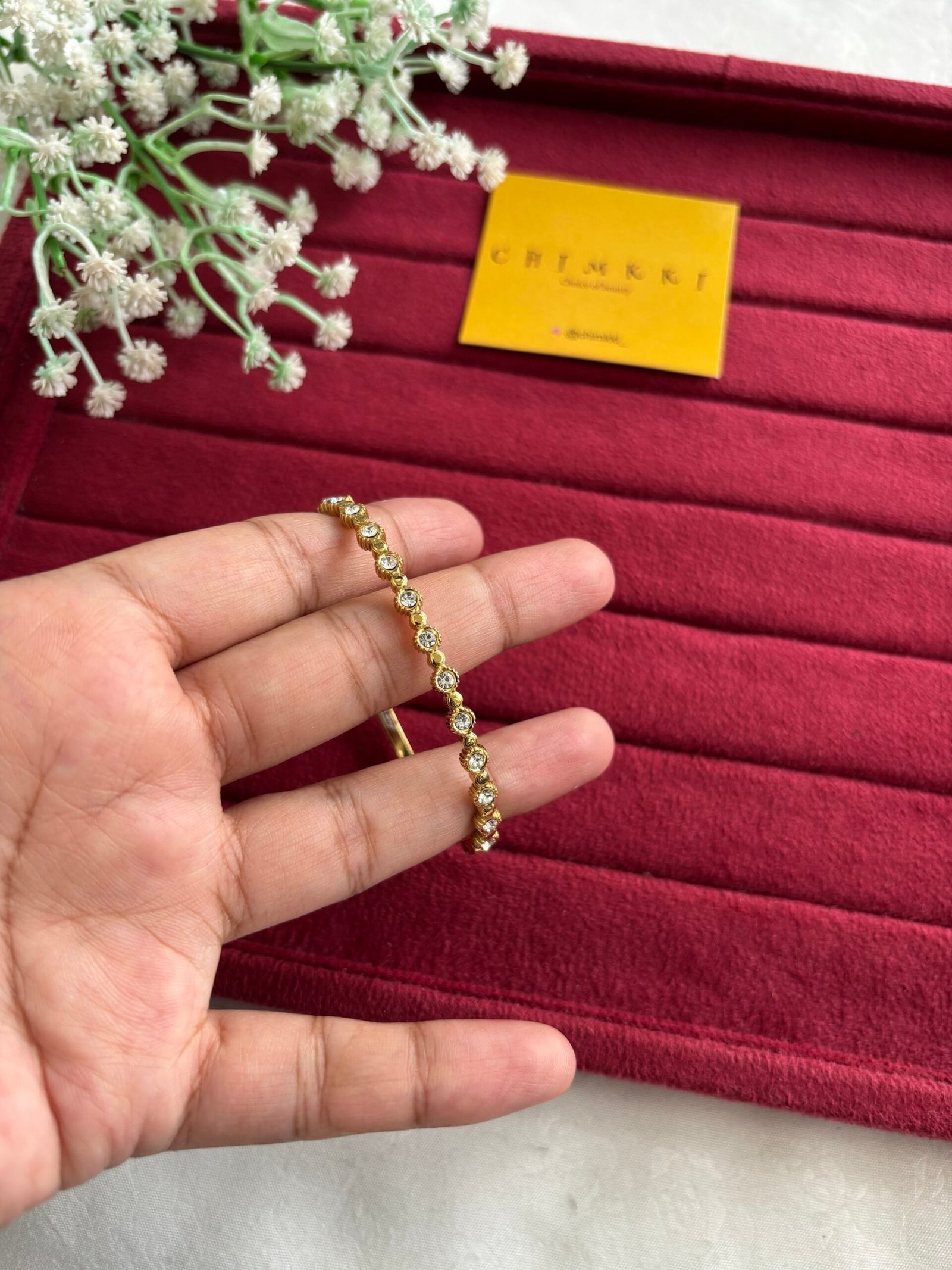img_9788 Beautiful slim design Golden Open bangle😍 - Image 1