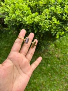 Beautiful Lavender stone design Golden Open Bangle💜 - Image 4