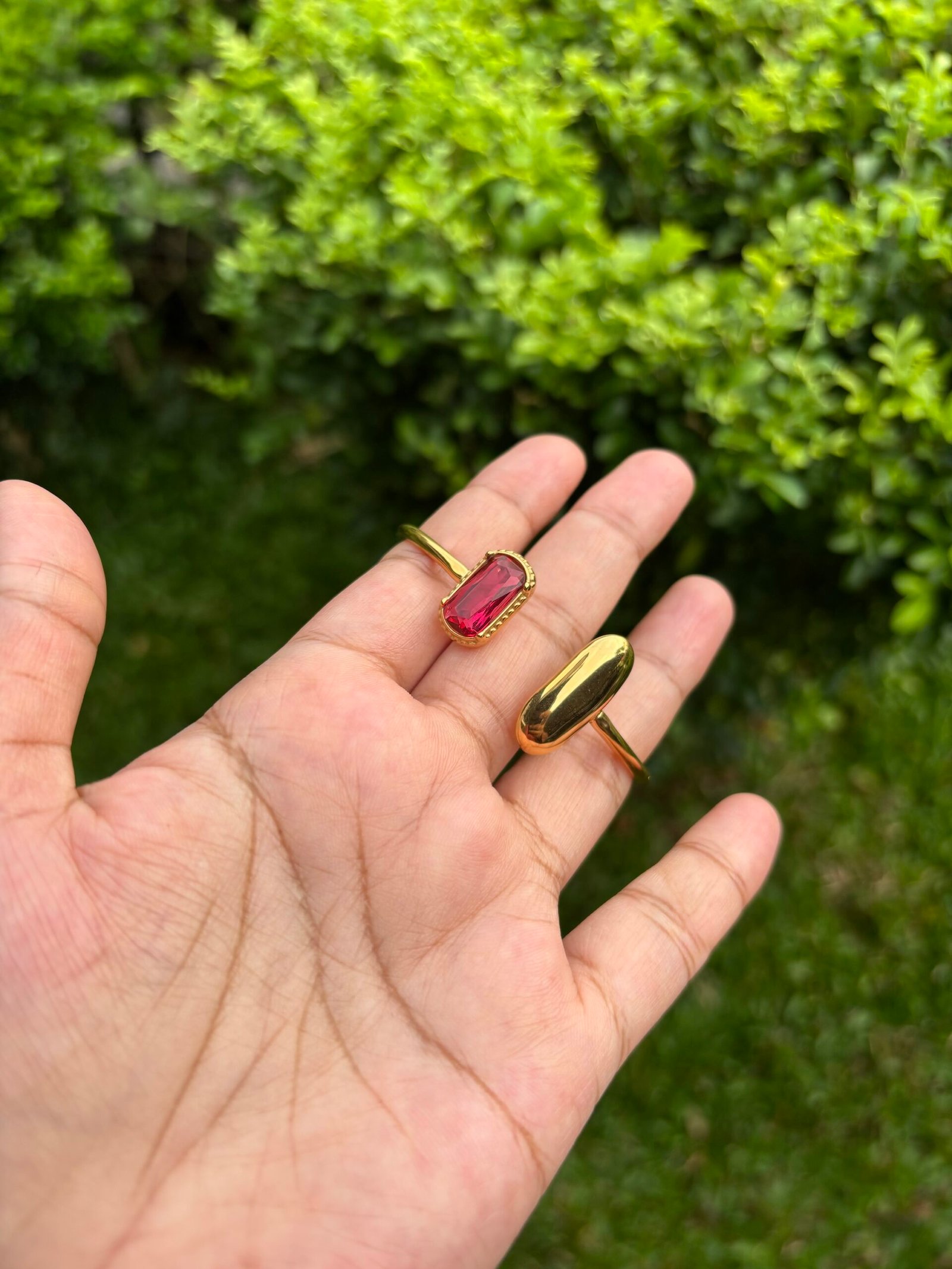 img_2369-3 Beautiful Ruby stone Adjustable Open Bangle✨♥️ - Image 1