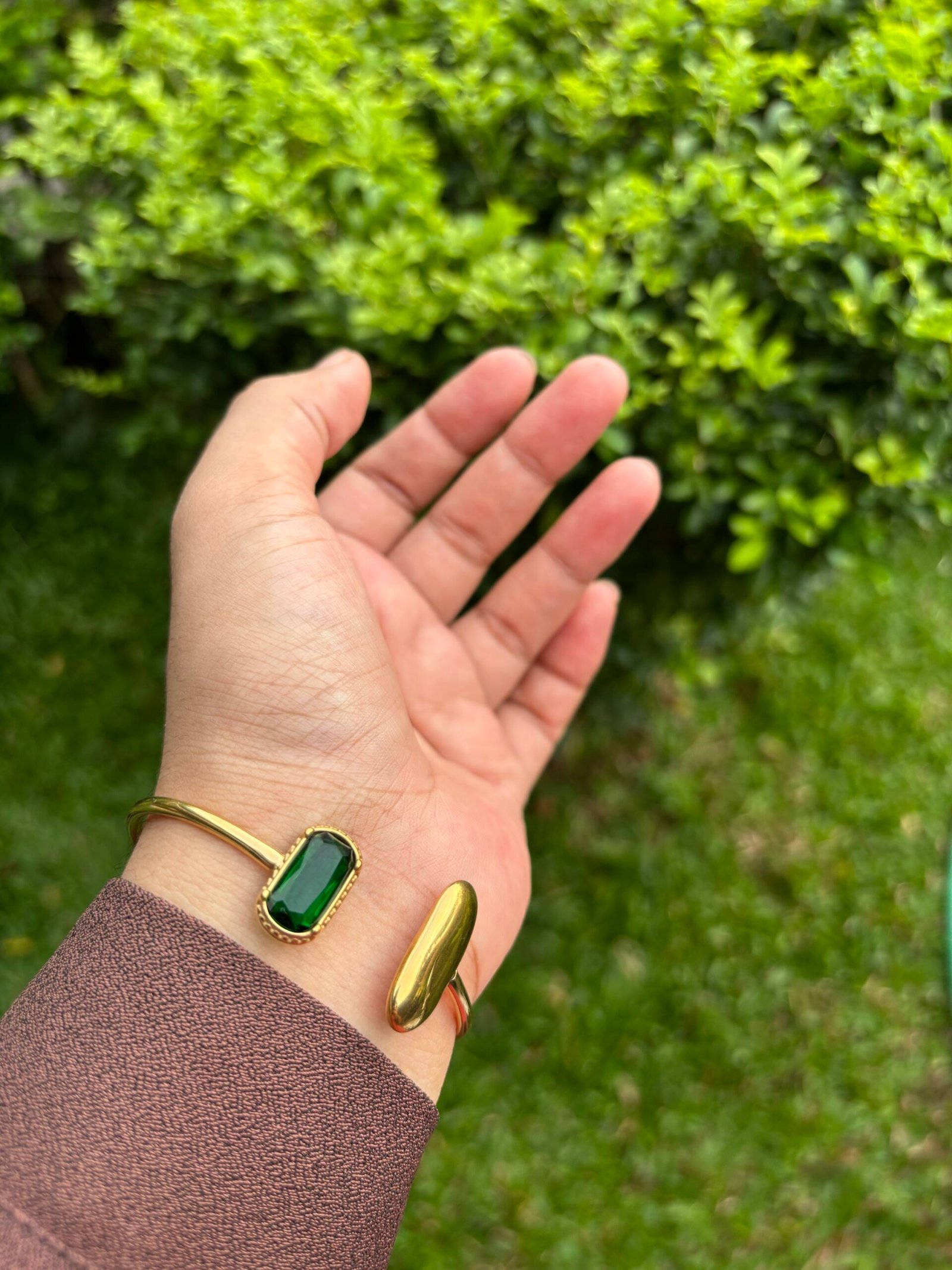 img_2379-2 Beautiful Emerald Green Adjustable Open Bangle✨ - Image 1